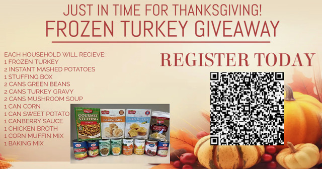Happy Thanksgiving. Register for a Thanksgiving Turkey!